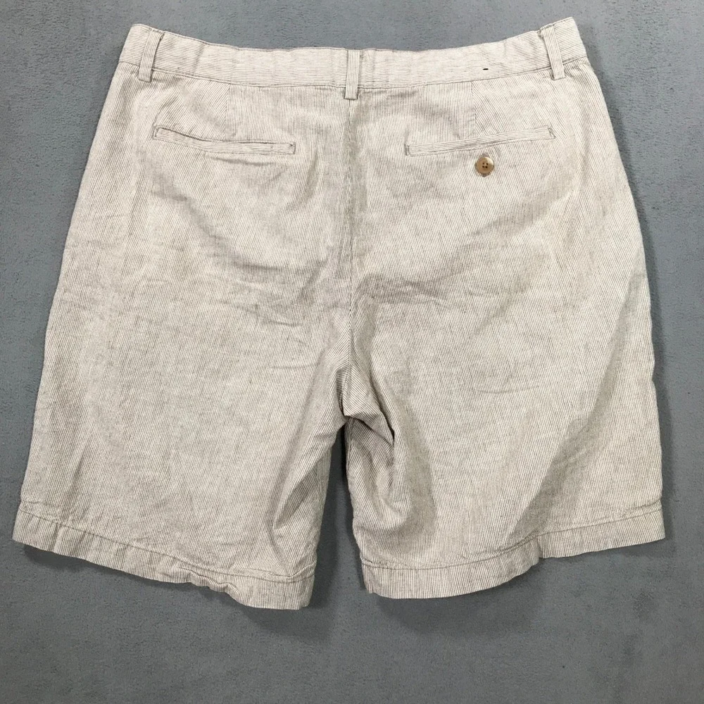 Banana Republic Mens Linen Blend Striped Shorts Tan White 34 859129-01